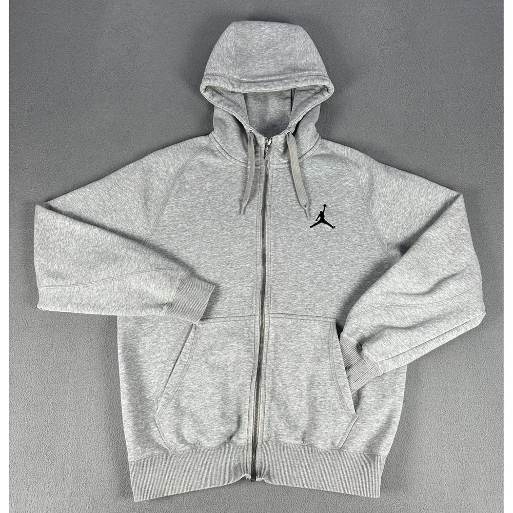 Nike Air Jordan Hoodie Jacket Mens Medium Grey All Day Fleece Jumpman Gym Lounge